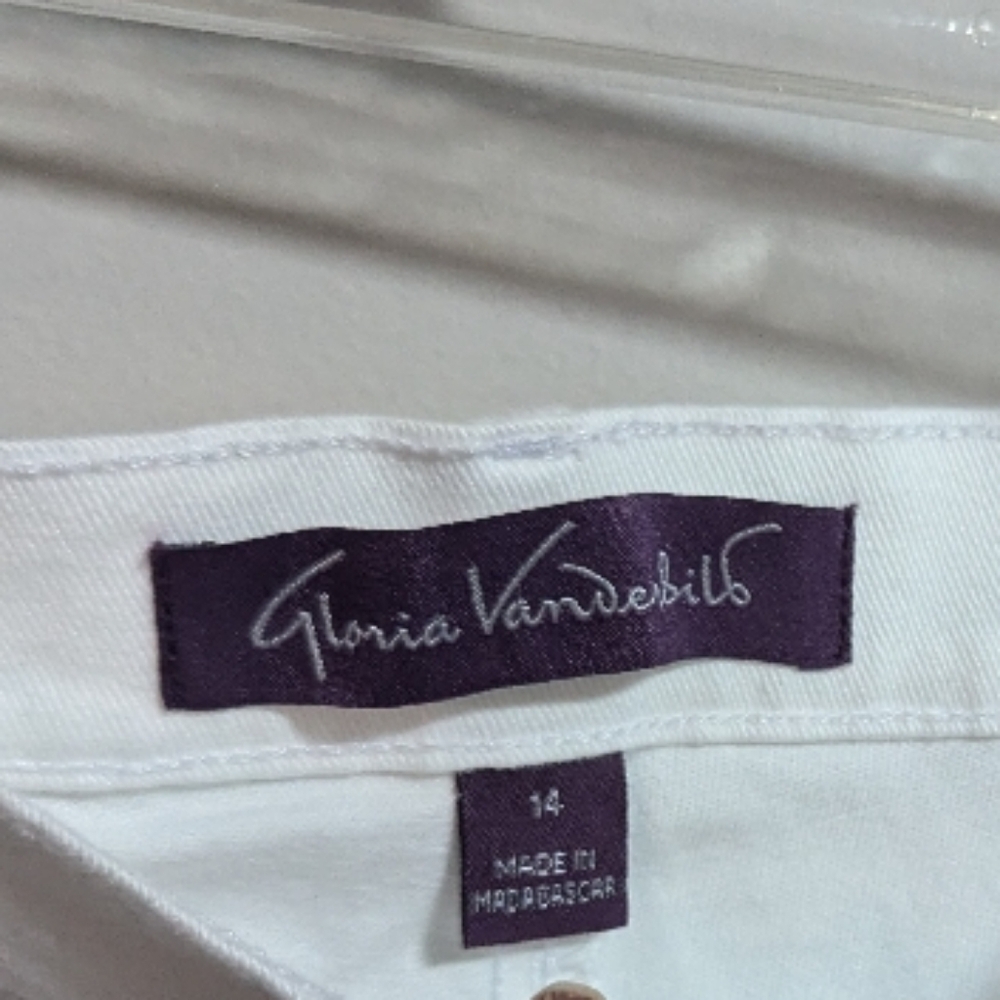 Gloria Vanderbilt womens White Jeans sz 14 short classic rise tapered leg w-201 - Picture 5 of 8